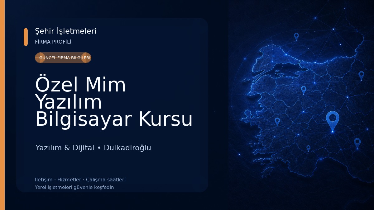 Özel Mim Yazılım Bilgisayar Kursu Yazılım & Dijital